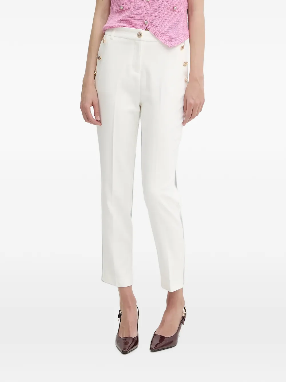 Morgan button-detail tailored trousers - Bianco