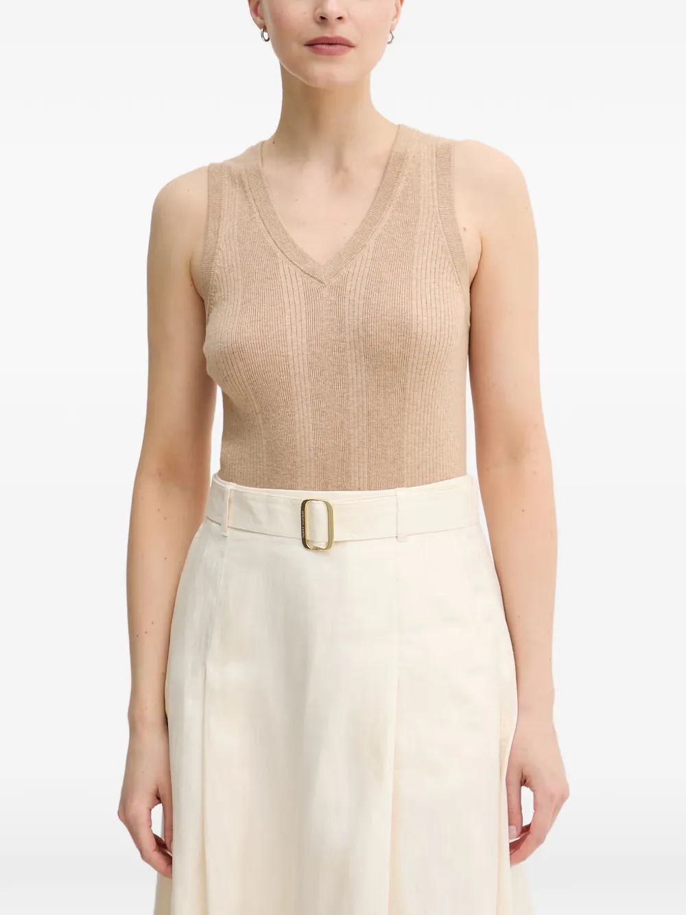 Mos Mosh MMRelena Tani ribbed-knit V-neck top
