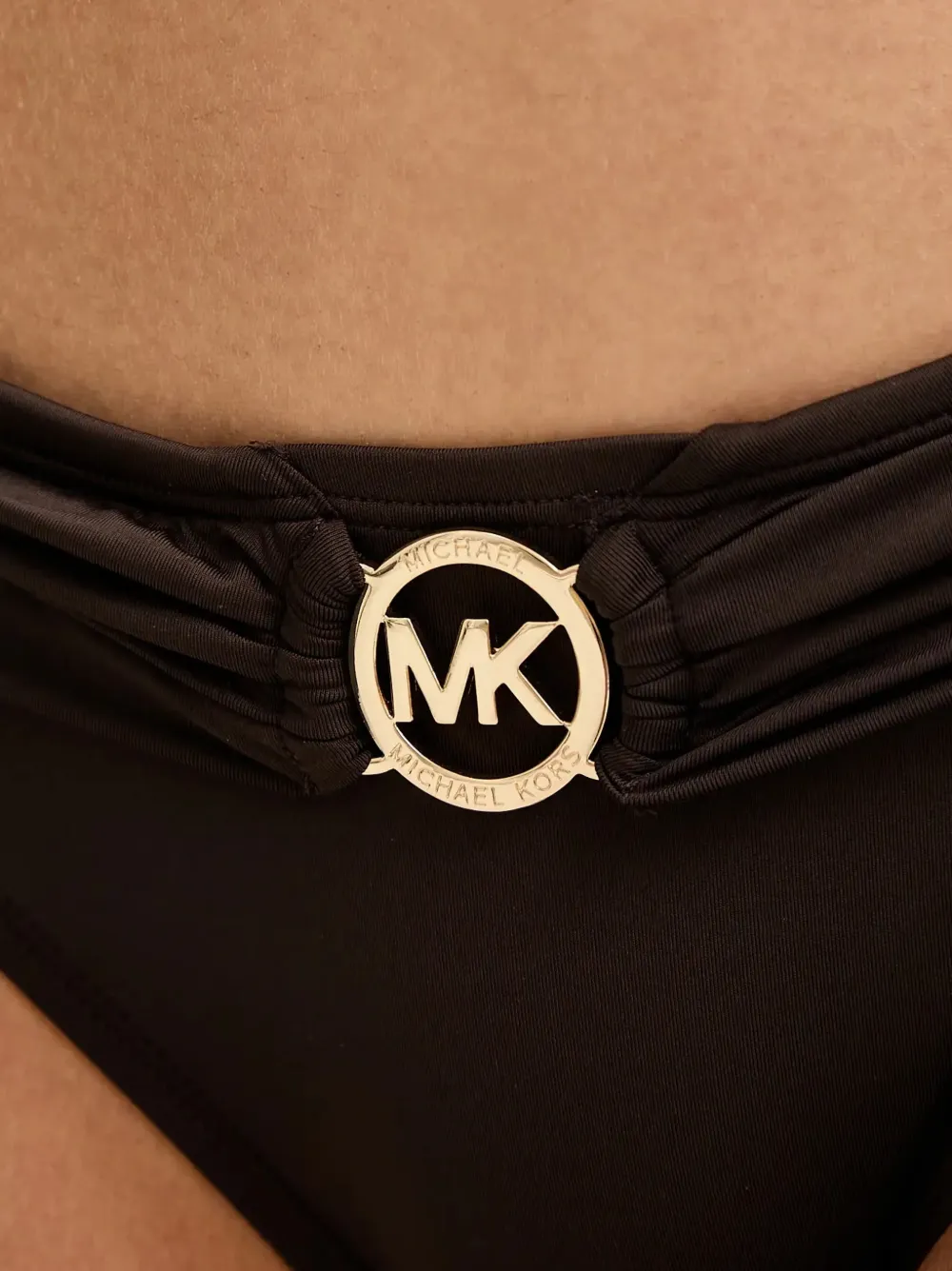 Michael Kors Bikinislip met ruches en logoplakkaat Bruin