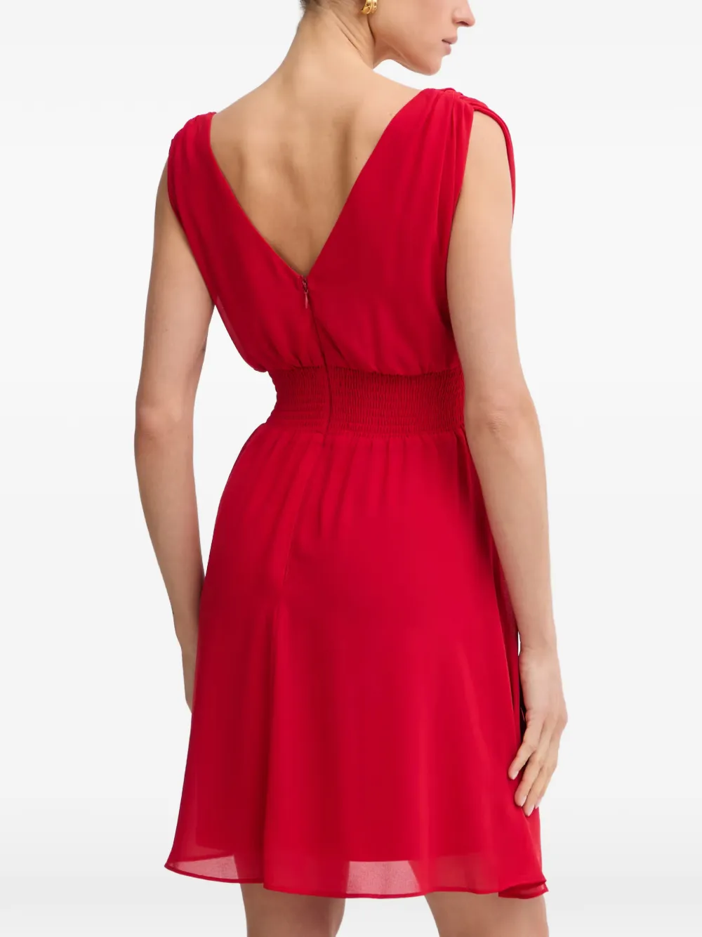 Morgan Geplooide mini-jurk met knoopdetail Rood