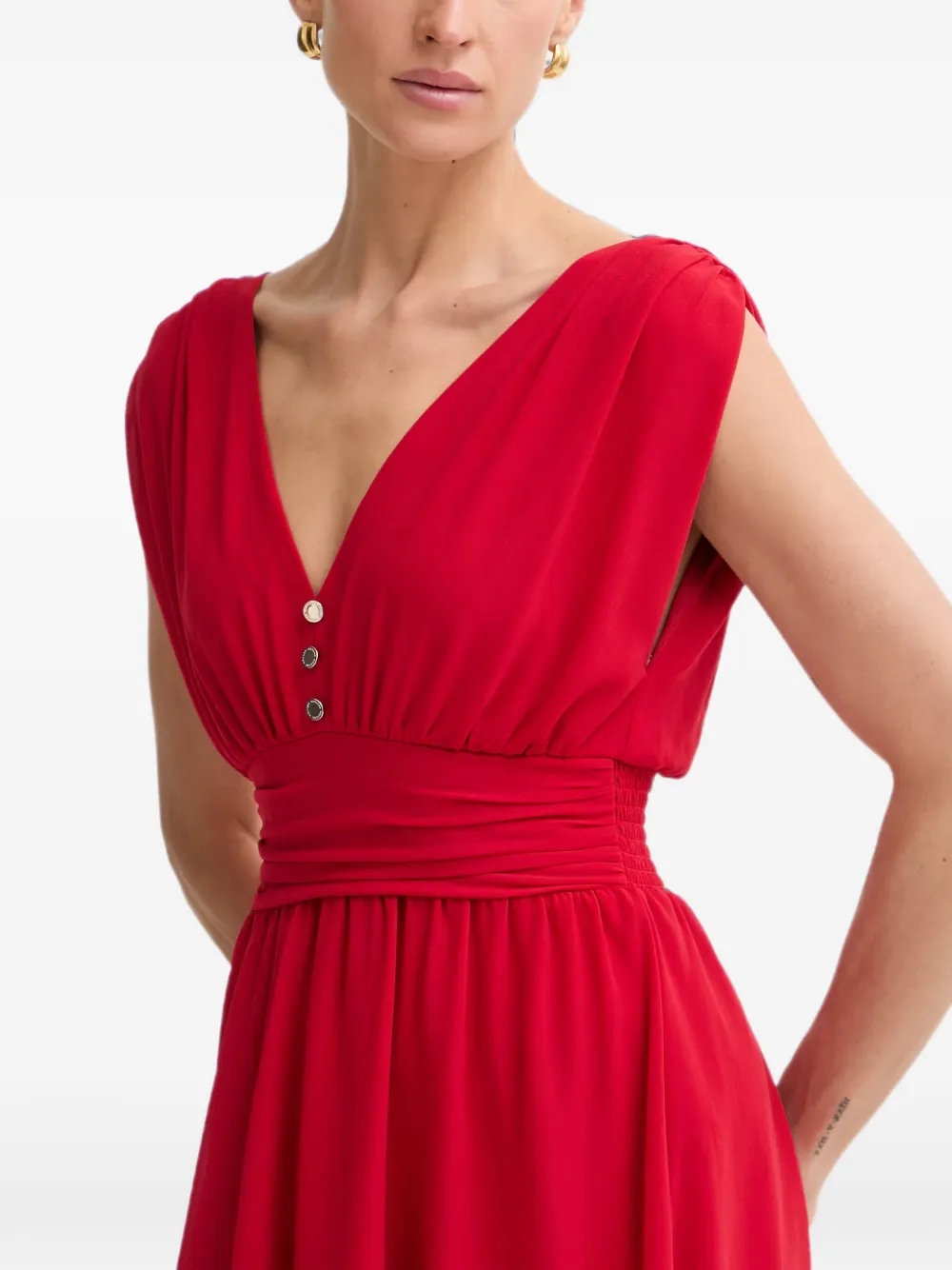 Morgan Geplooide mini-jurk met knoopdetail Rood