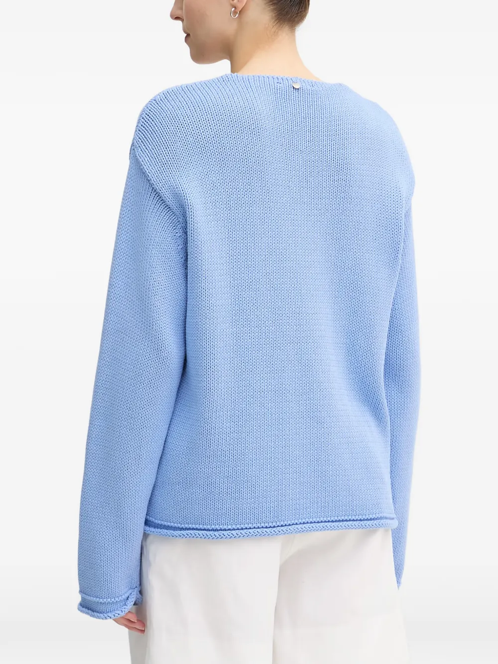 Mos Mosh MMBine chunky gebreide trui met V-hals Blauw