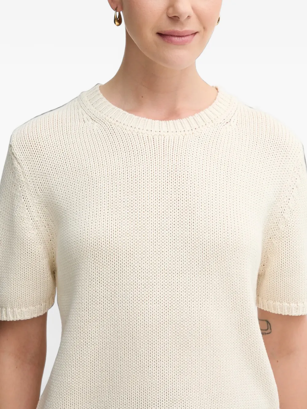 Mos Mosh MMArin gebreide trui met korte mouwen Beige