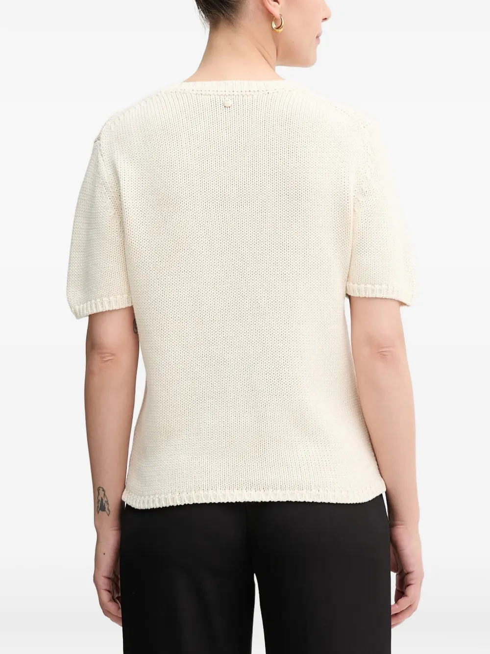 Mos Mosh MMArin gebreide trui met korte mouwen Beige