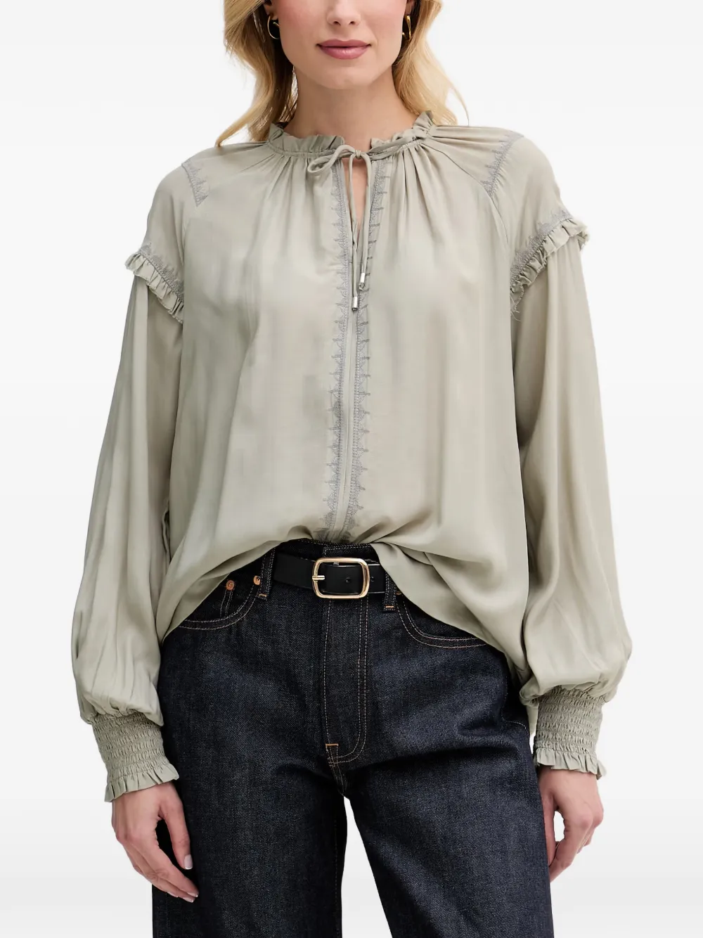 Mos Mosh MMMArb Sansa Emb ruffled embroidered blouse
