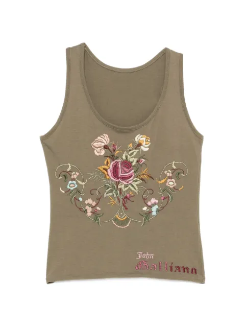 John Galliano Pre-Owned camiseta con bordado floral 2000