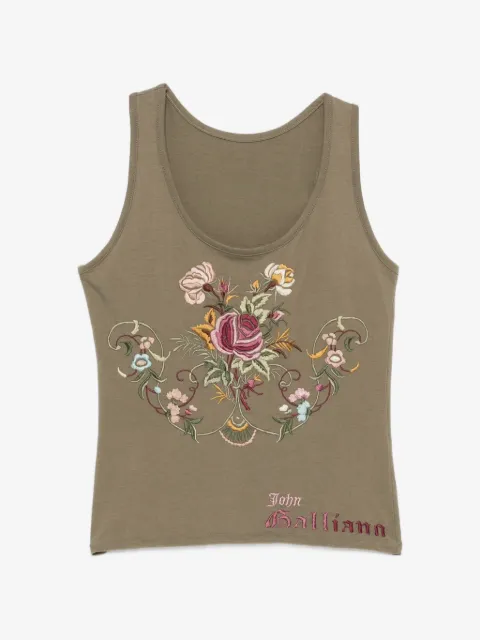 John Galliano Pre-Owned 2000s floral-embroidered tank top