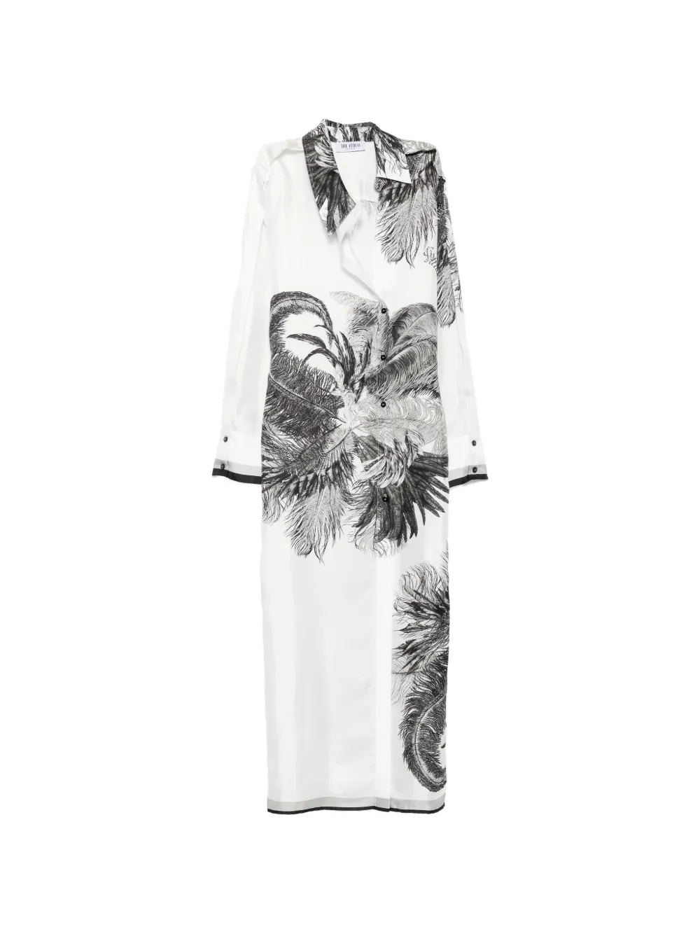 The Attico feather-print maxi shirt dress - Weiß