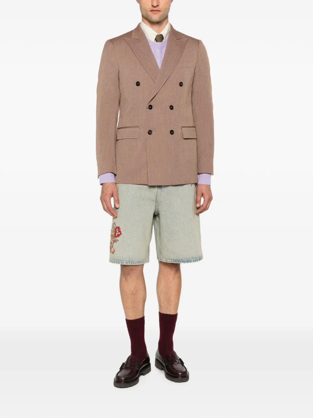 Drôle De Monsieur Blazer met visgraat patroon Bruin