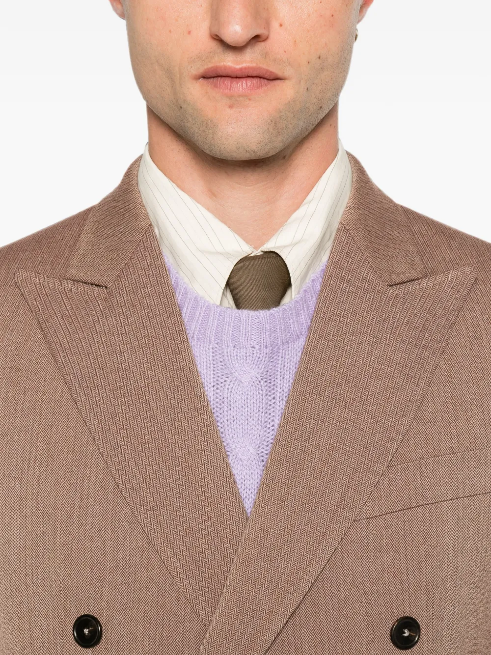 Drôle De Monsieur Blazer met visgraat patroon Bruin