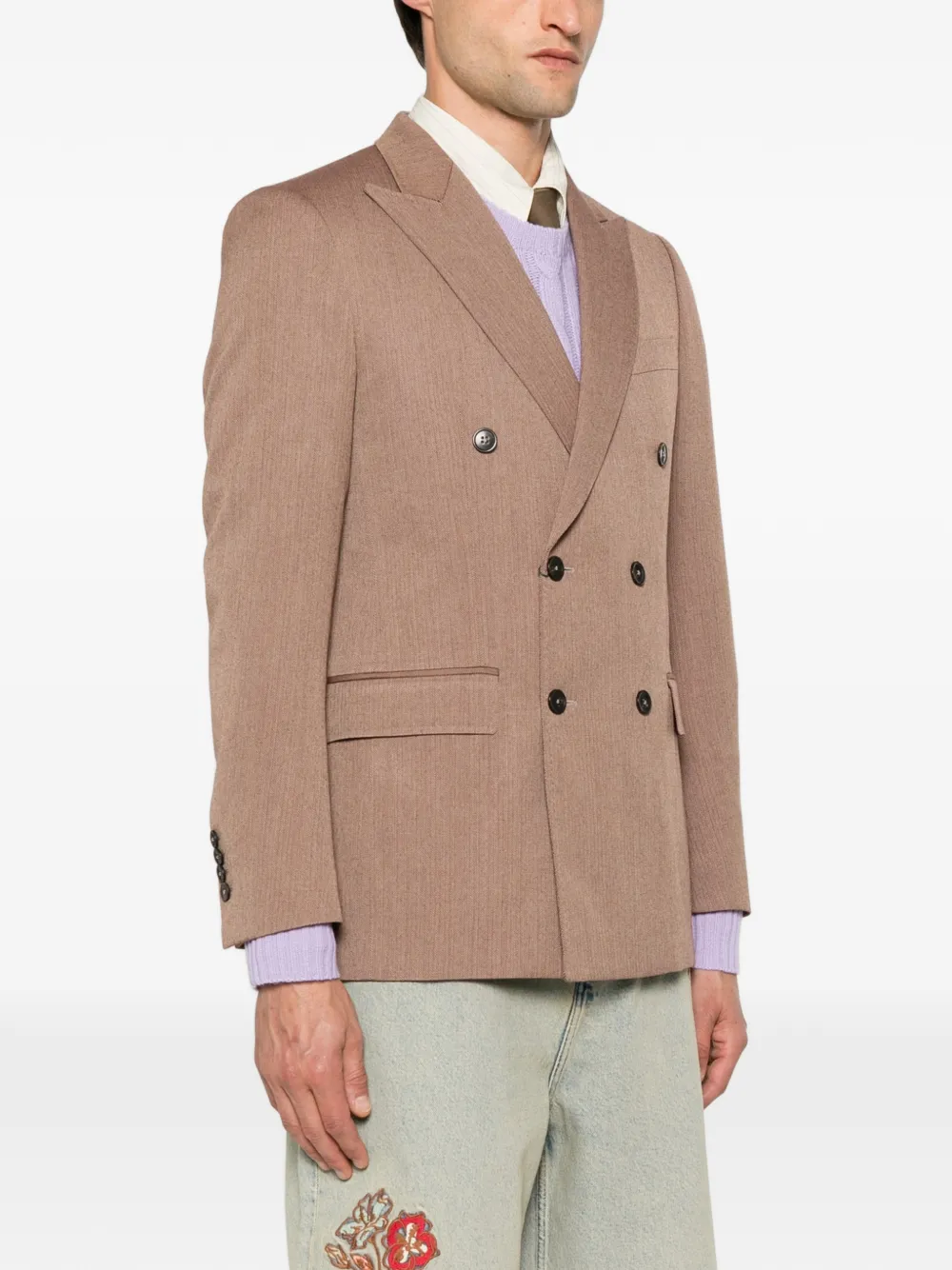Drôle De Monsieur Blazer met visgraat patroon Bruin
