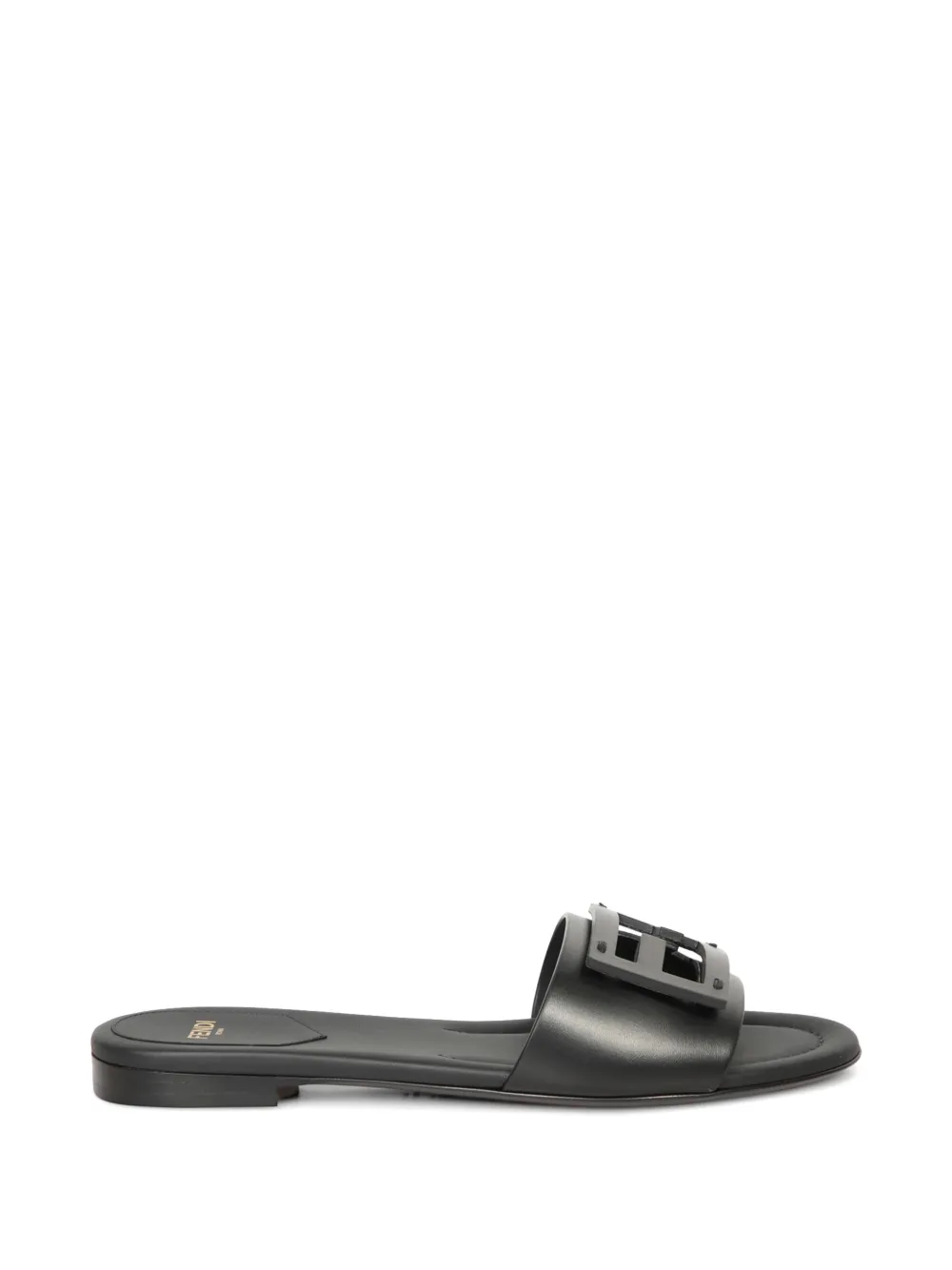 FENDI Baguette logo-plaque leather sandals Zwart