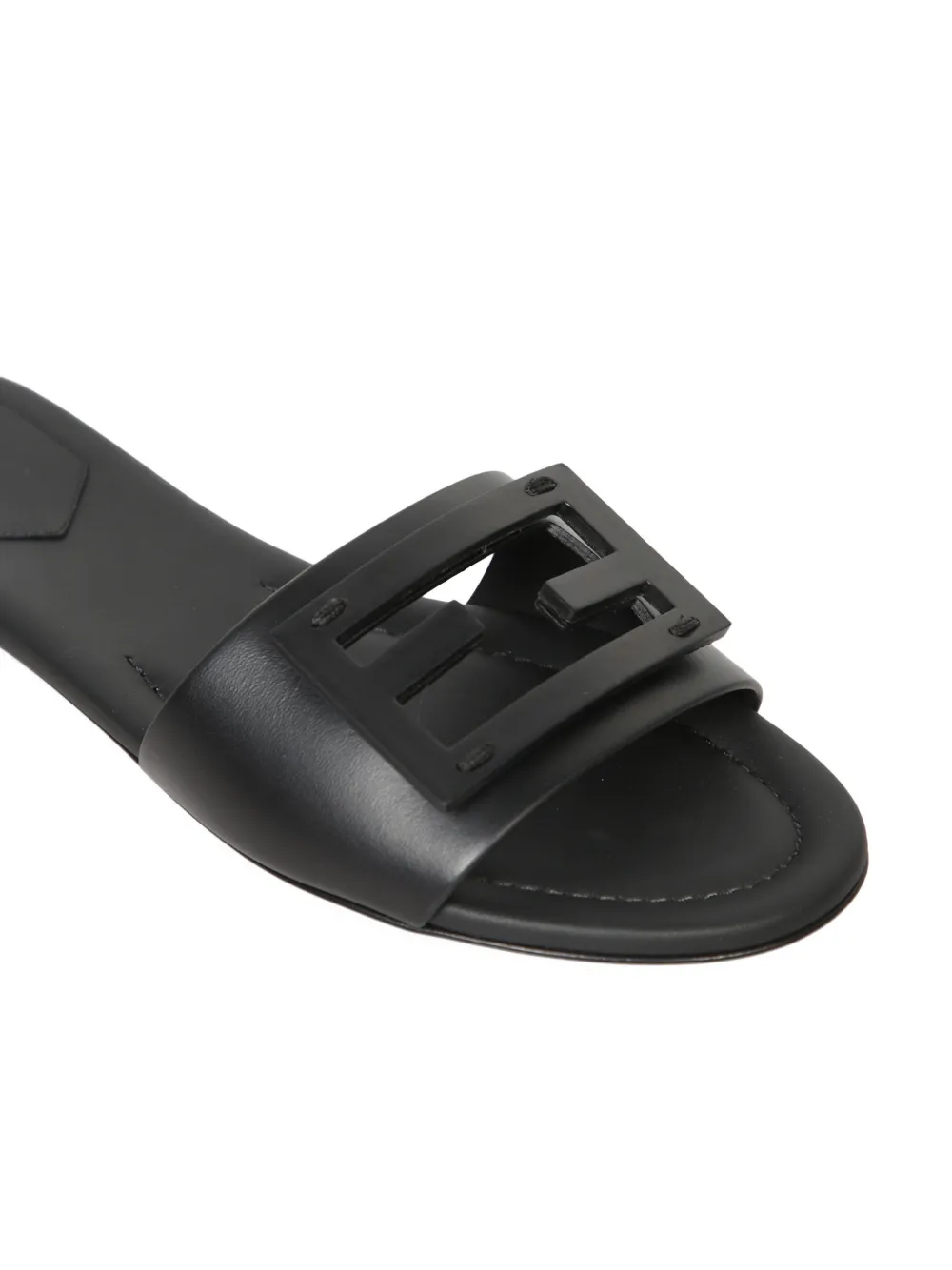 FENDI Baguette logo-plaque leather sandals Zwart