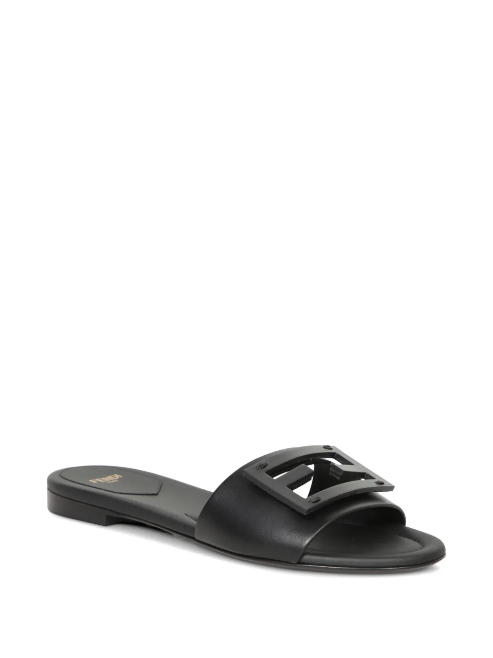 FENDI Baguette logo-plaque leather sandals Zwart
