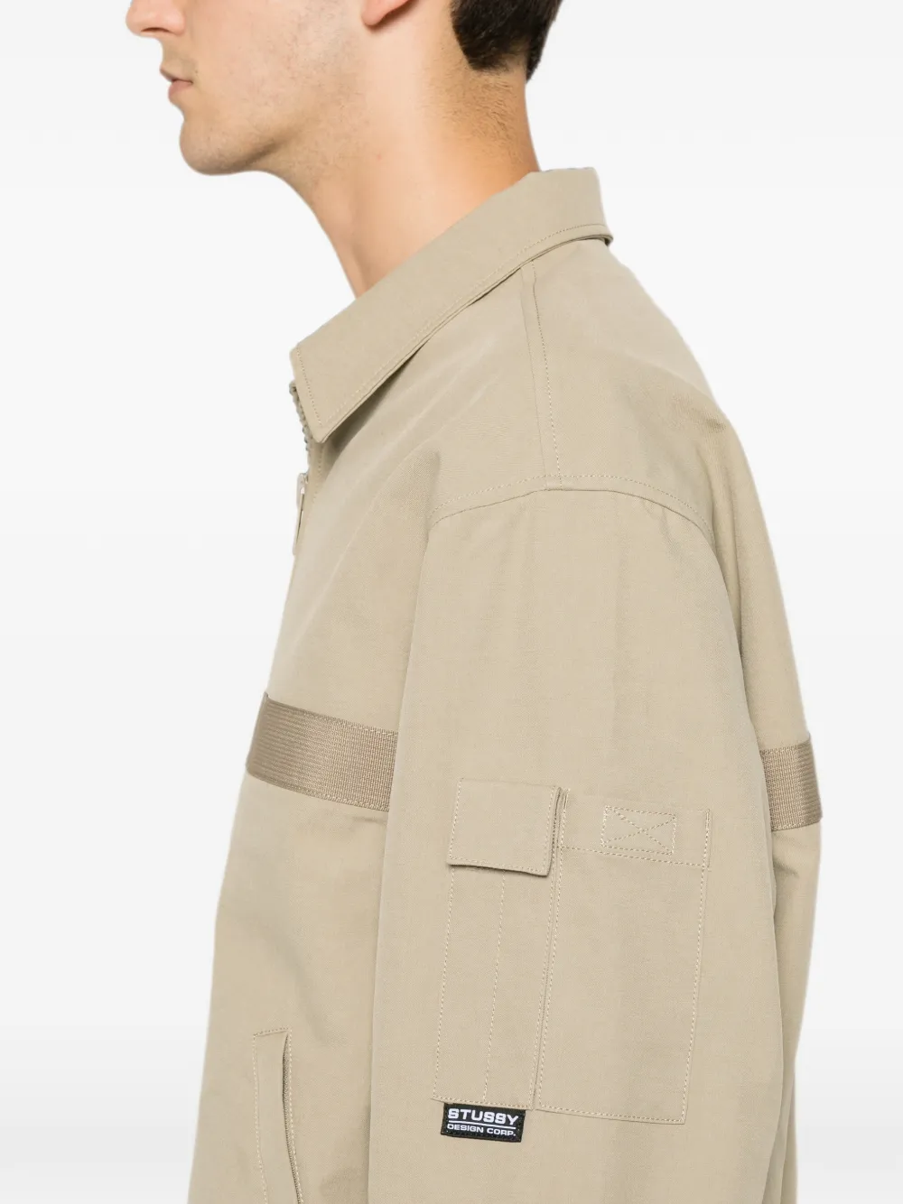 Stüssy tape-detail zip-up Mechanic Jacket | Green | FARFETCH