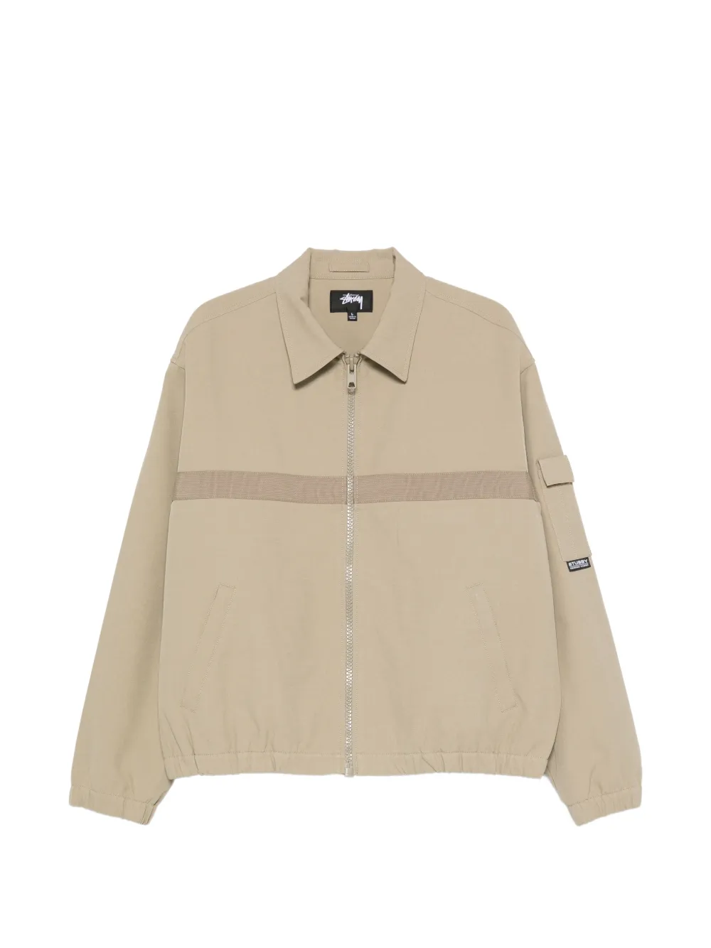 Stüssy tape-detail zip-up mechanic jacket - Verde
