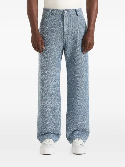 Manière De Voir Arnault in blue boucle denim relaxed-fit jeans