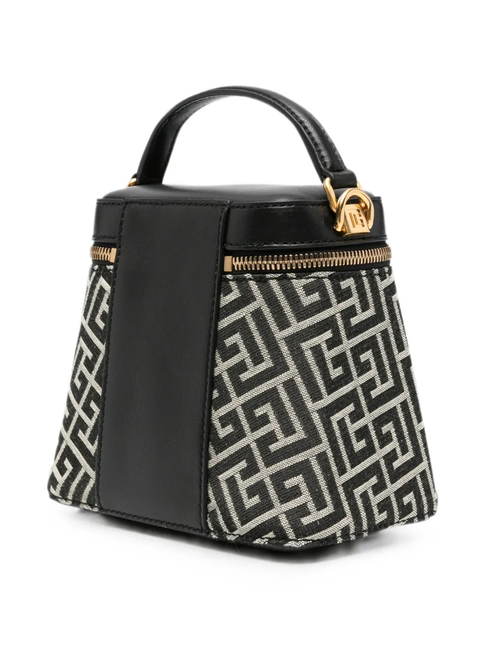 Balmain Kalfsleren mini-tas met monogram-patroon Zwart