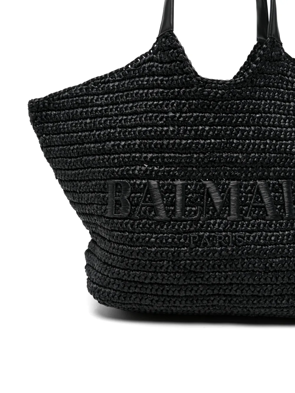 Balmain Geweven schoudertas met geborduurd logo Zwart