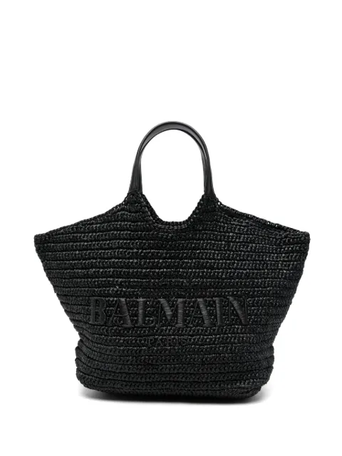 Balmain logo-embroidered woven shoulder bag