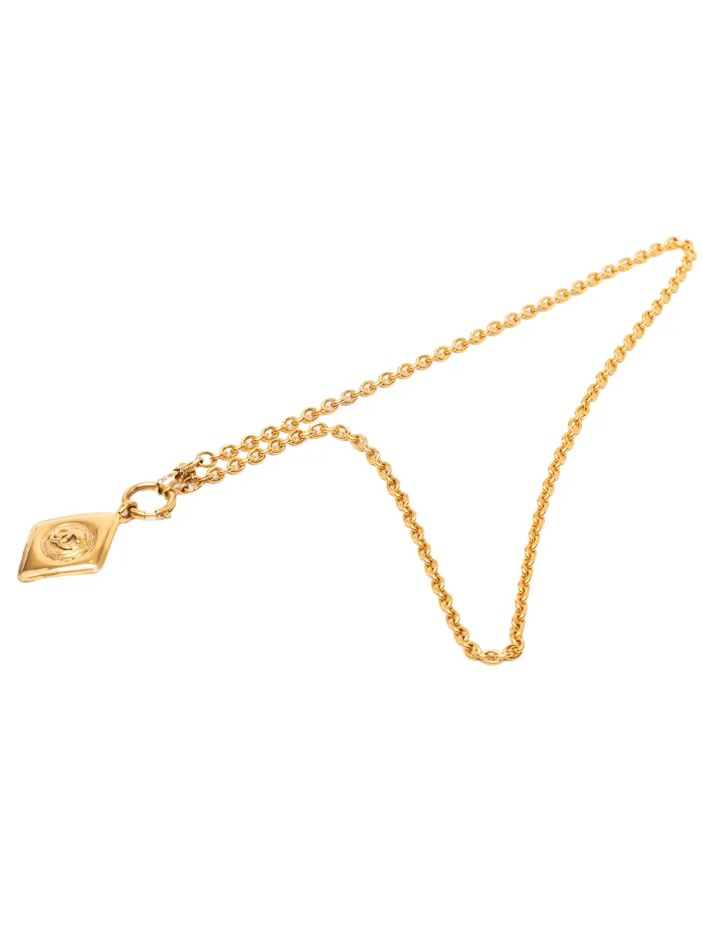 CHANEL Pre-Owned 1970-1980 CC Gold Plated Diamond Shape Pendant Necklace costume necklace - Oro