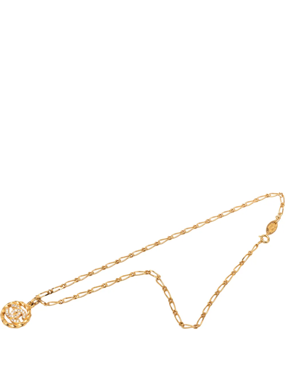 CHANEL Pre-Owned 1982 CC Gold Plated Strass Round Pendant Necklace costume necklace - Oro