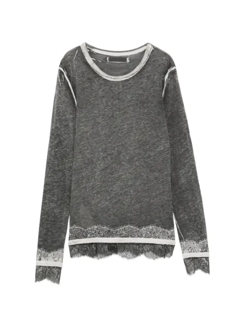Prada Pre-Owned 2000s lace-trim long-sleeves T-shirt