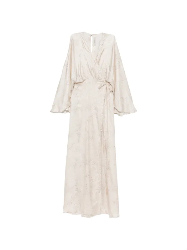 Golden Goose Jacquard Wrap Maxi Dress in Neutrals