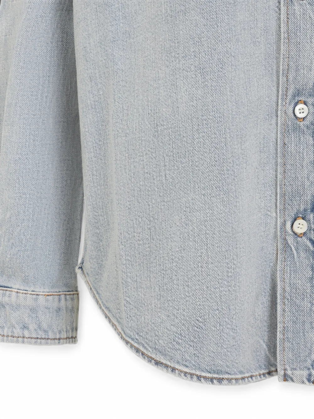 Miu Miu logo-embroidered denim shirt - Blu