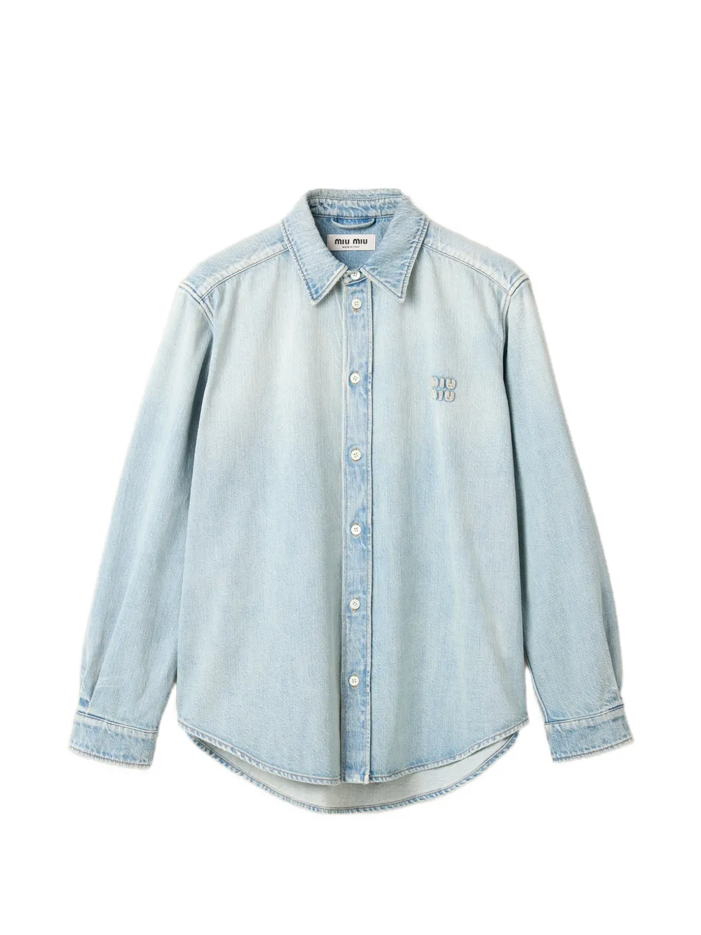 Miu Miu logo-embroidered denim shirt - Blu