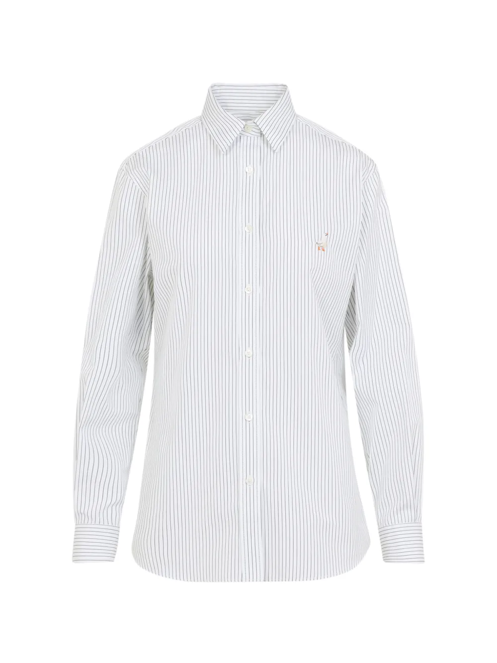 Moschino striped embroidered-goose shirt - White