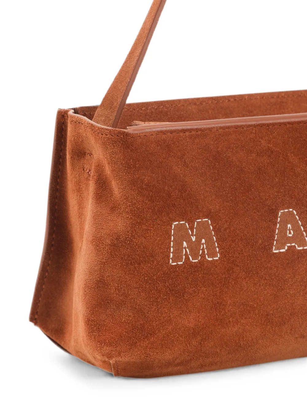 Marni Schoudertas met geborduurd logo Bruin