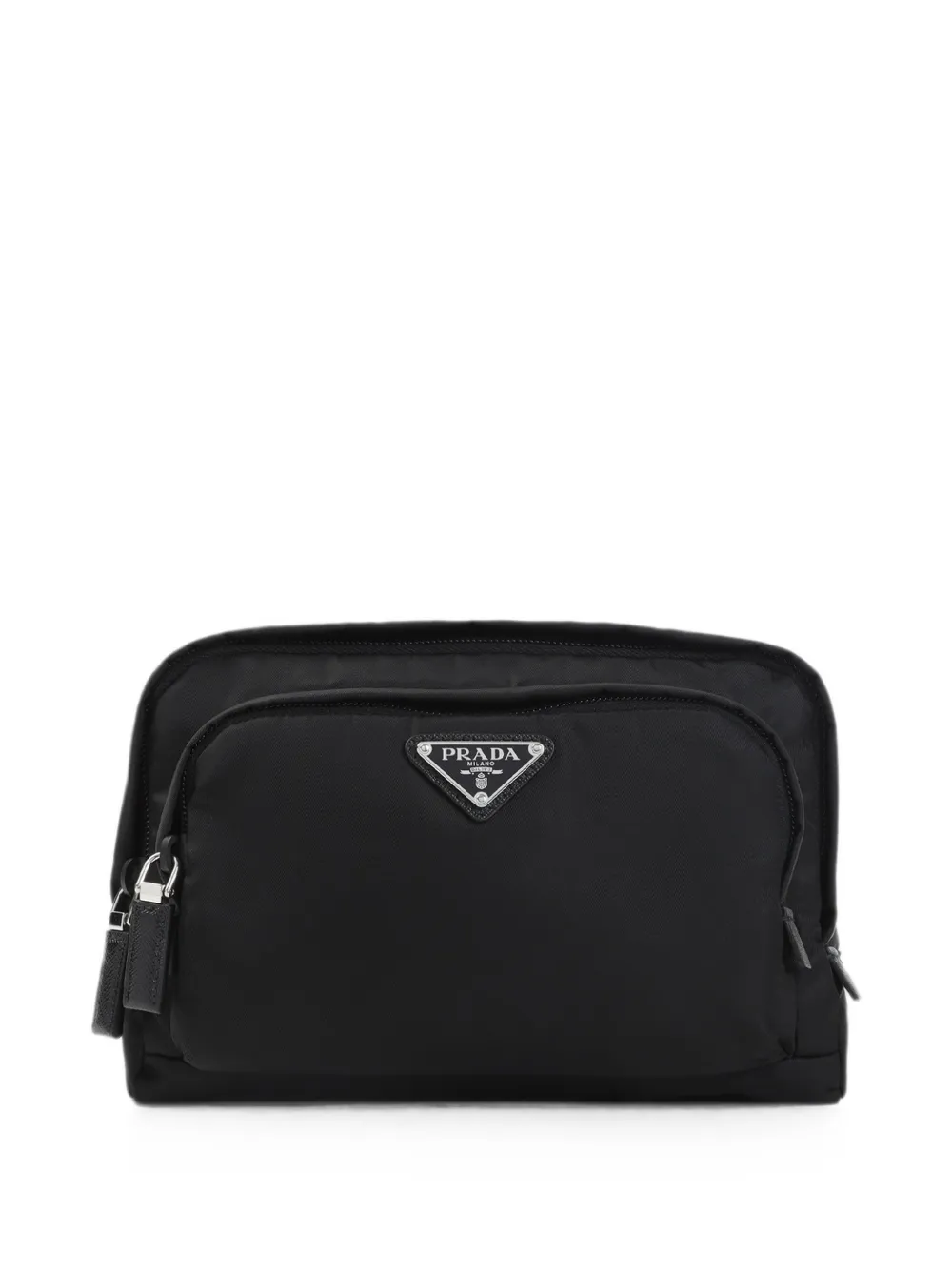 Prada logo-plaque pouch bag - Schwarz