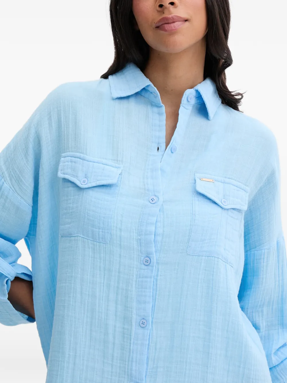Melissa Odabash Button-up shirtjack met borstzak Blauw