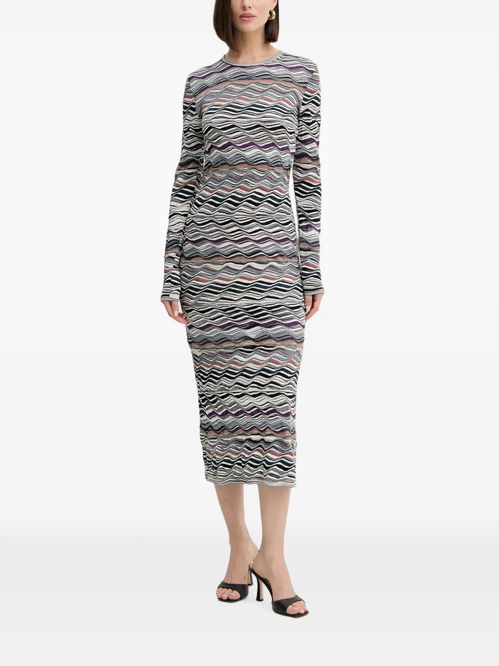 Missoni Gebreide midi-jurk met zigzag-patroon Wit