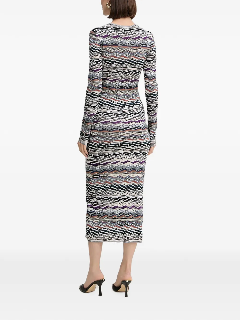 Missoni Gebreide midi-jurk met zigzag-patroon Wit