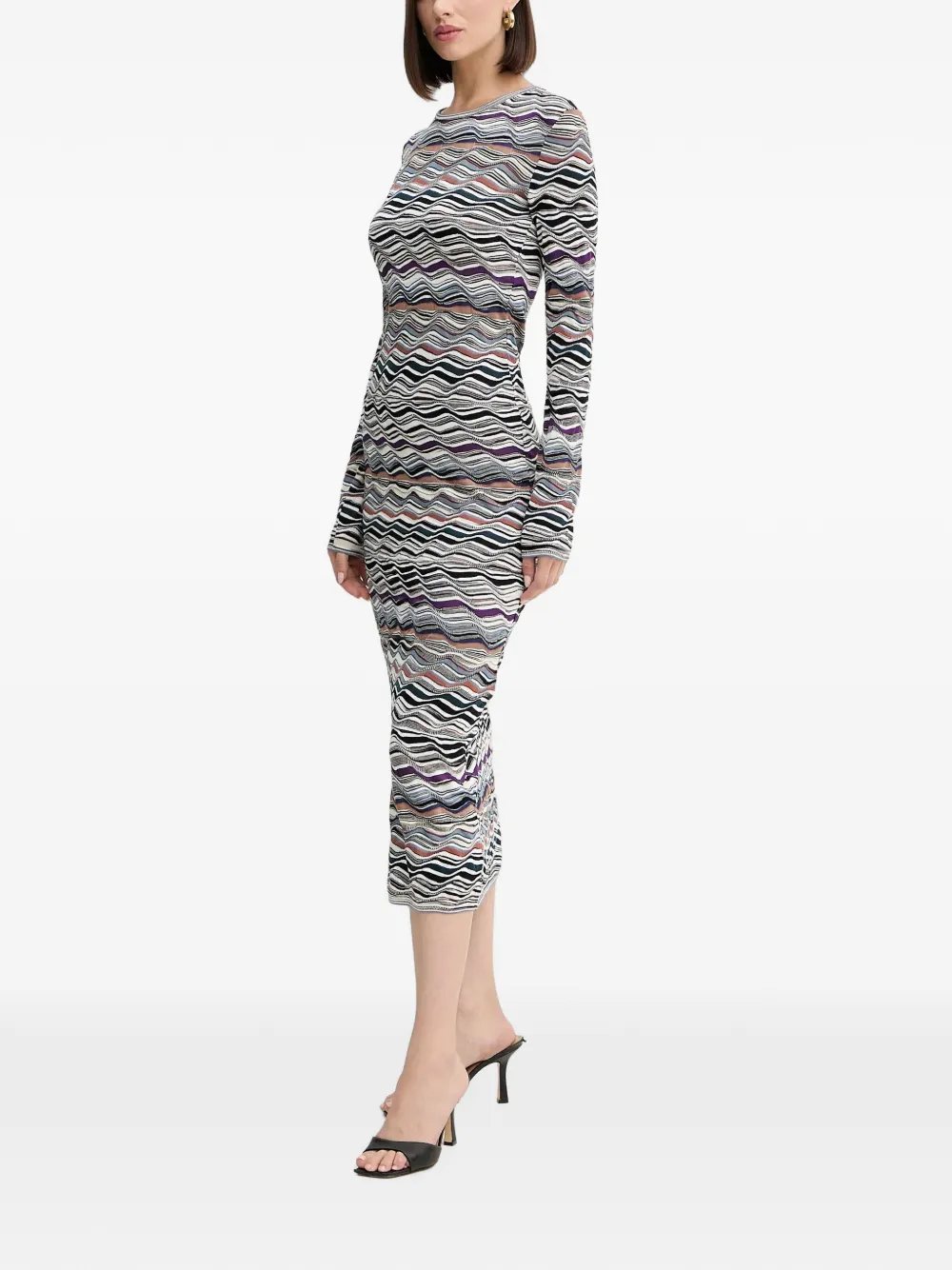 Missoni Gebreide midi-jurk met zigzag-patroon Wit
