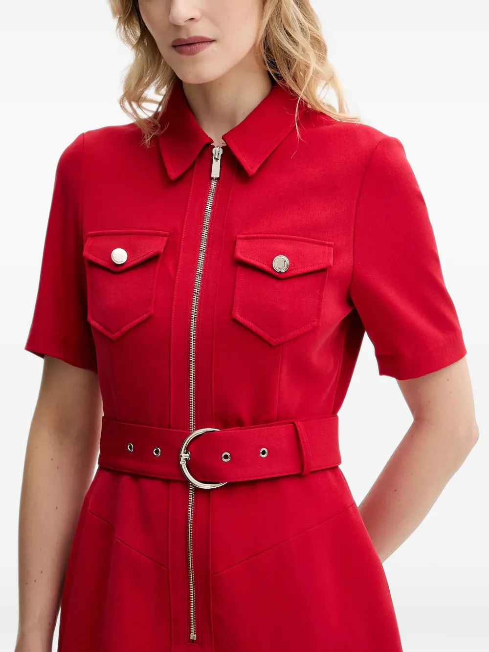 Morgan belted mini dress Rood