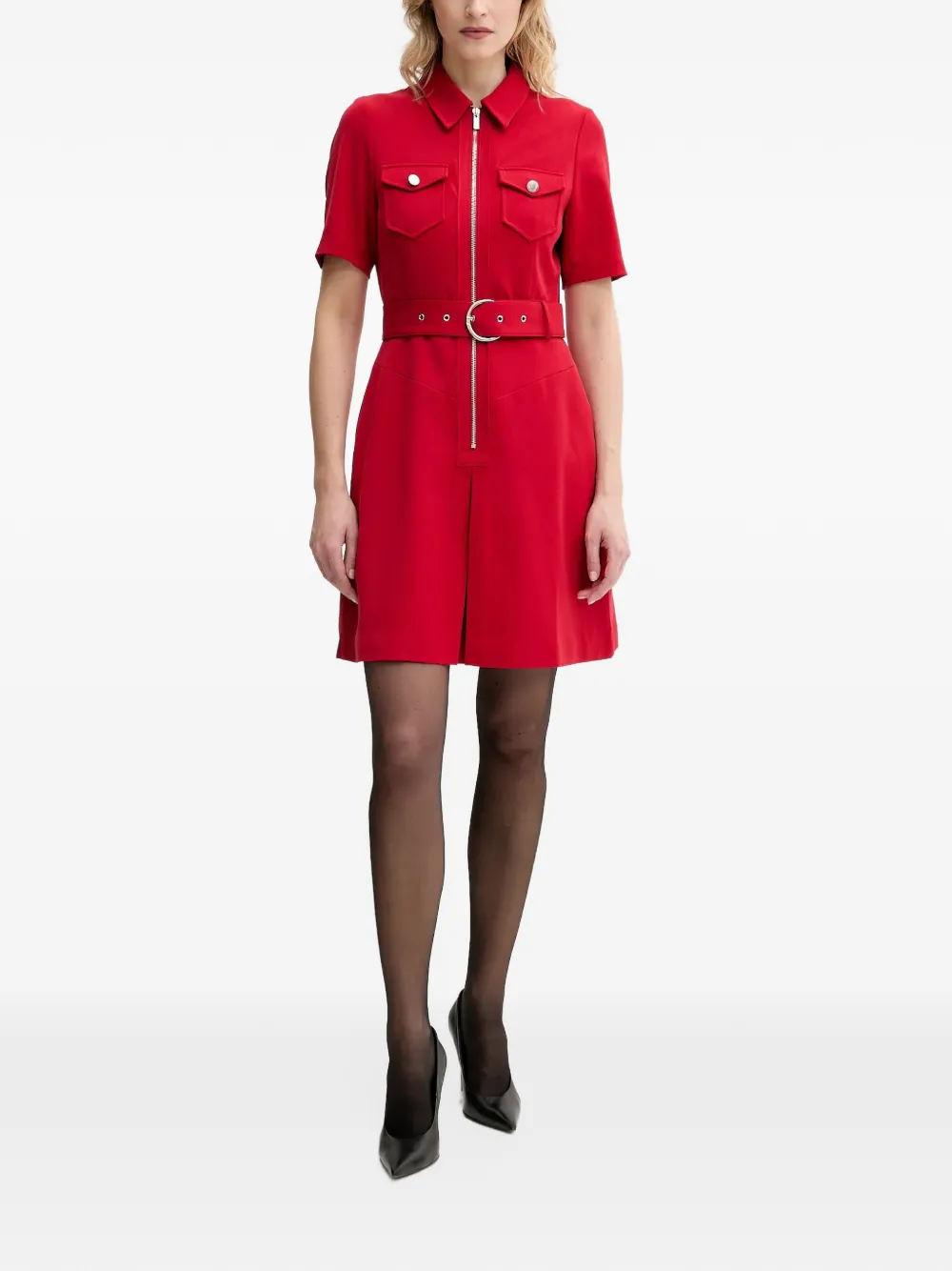 Morgan belted mini dress Rood