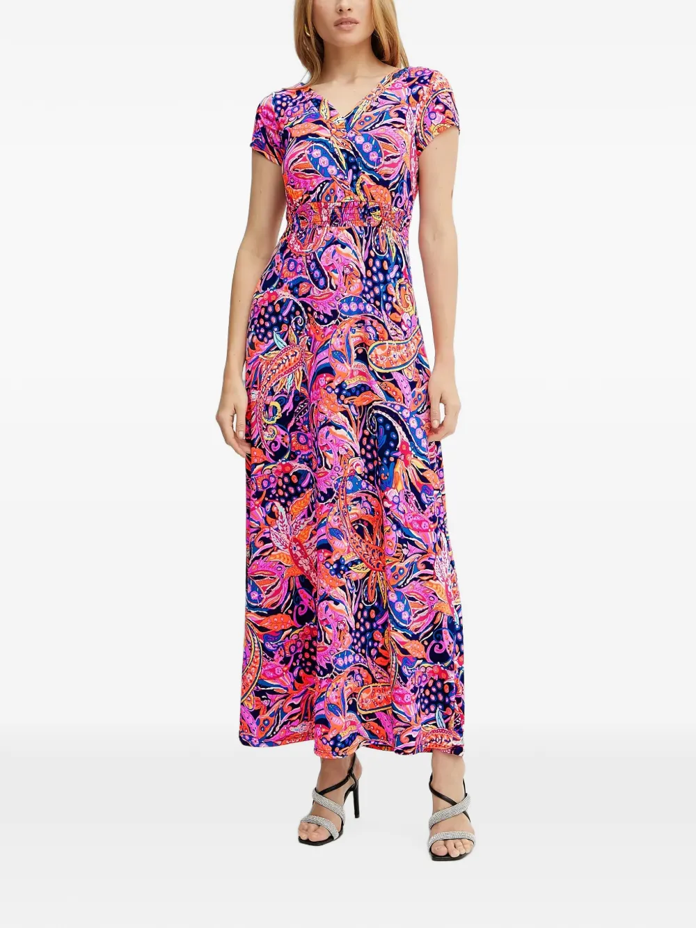 Morgan paisley-print shirred maxi dress