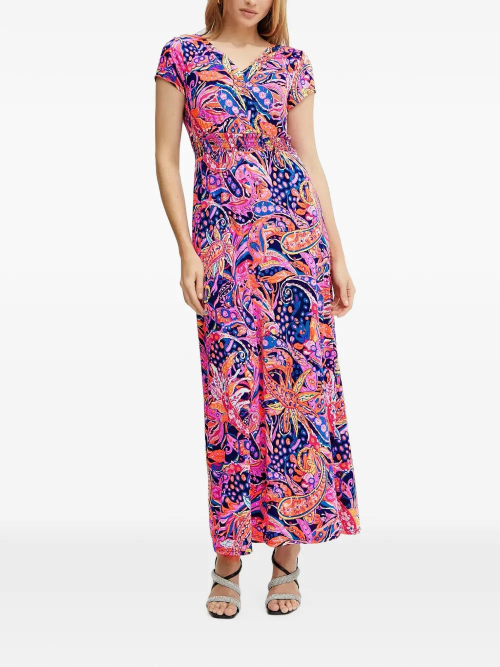 Morgan Gelaagde maxi-jurk met paisley-print Blauw