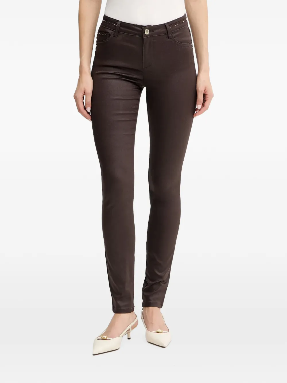 Morgan stud-embellished skinny-fit trousers