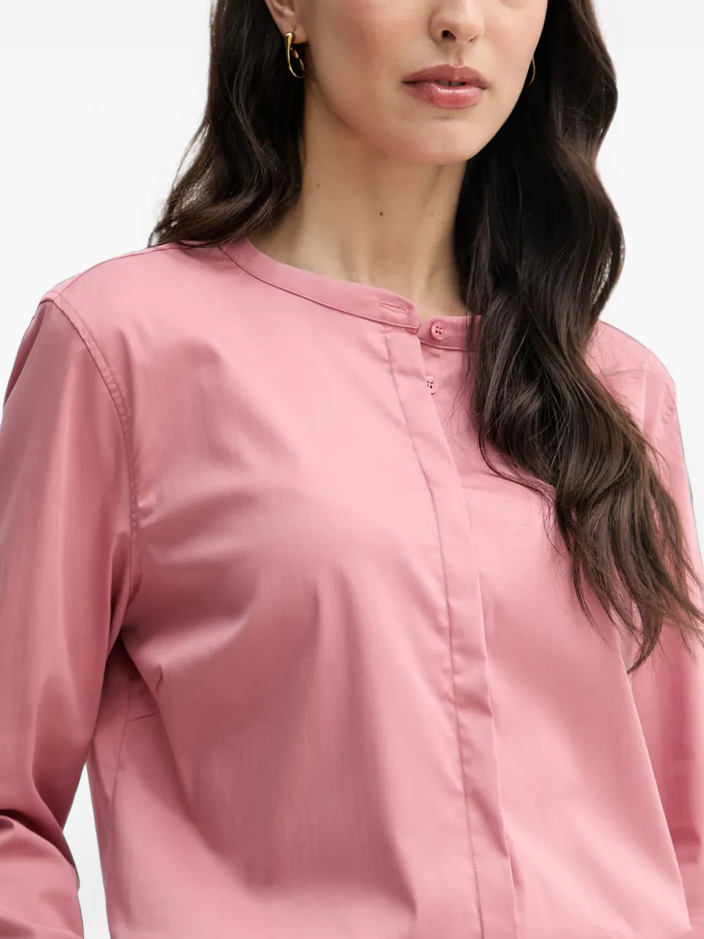 Mos Mosh MMMattie kraagloze blouse met ruches aan de manchetten Roze