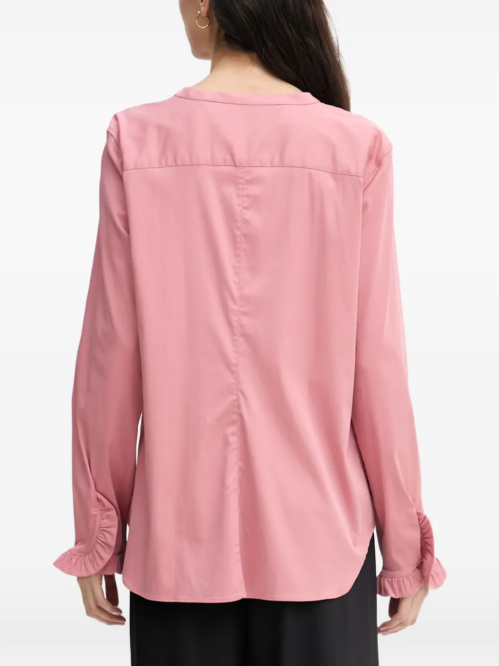 Mos Mosh MMMattie kraagloze blouse met ruches aan de manchetten Roze