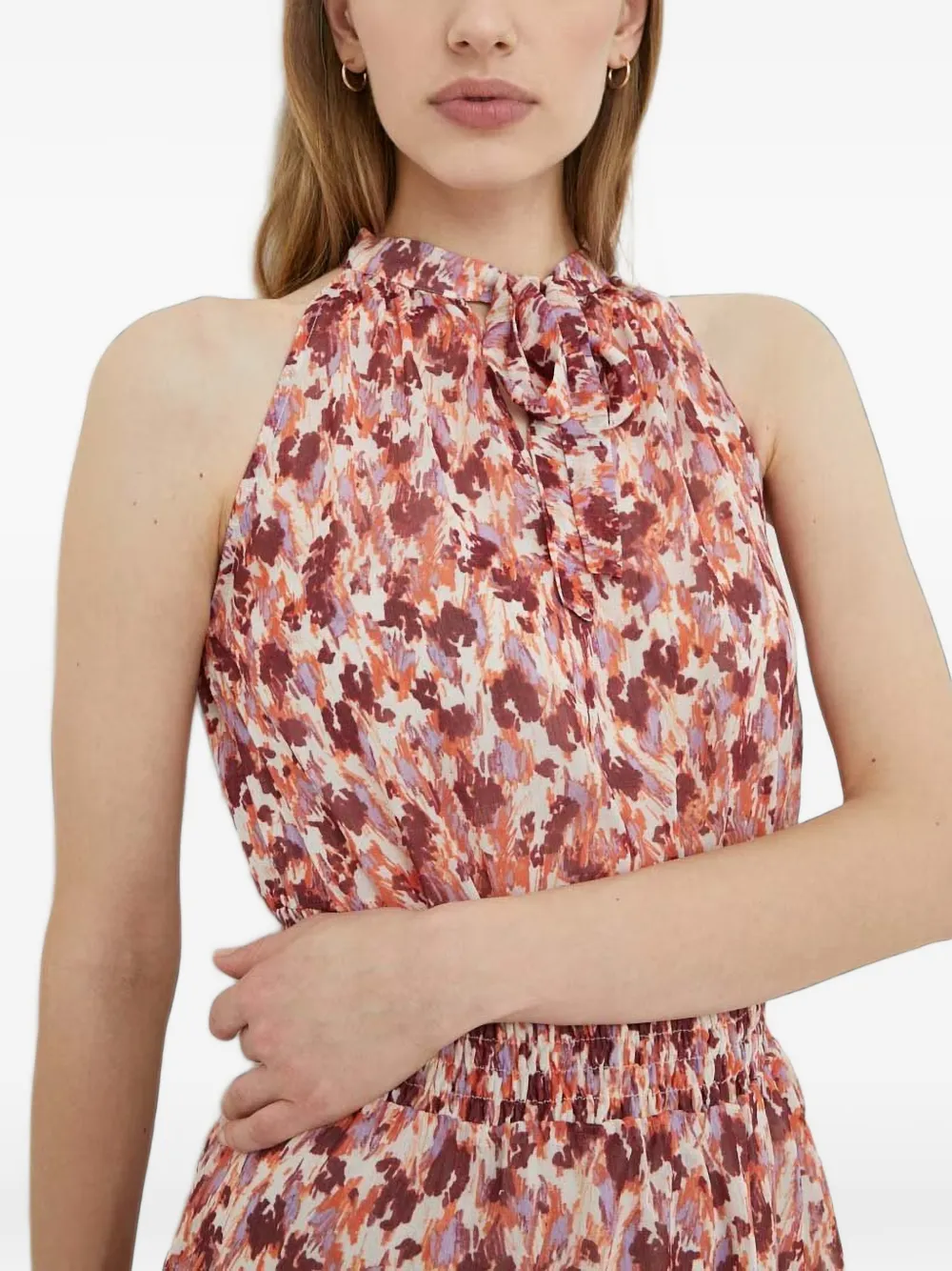 Morgan Maxi-jurk met gesmockte taille met abstracte print Rood