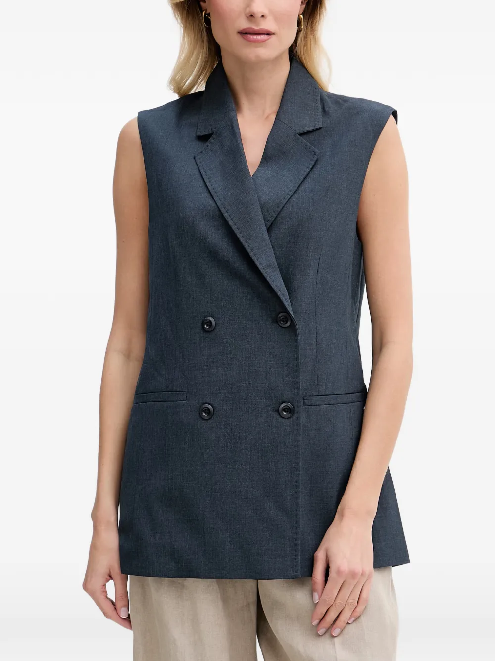 Mos Mosh MMPhiline Roy double-breasted sleeveless blazer - women - EcoVero Viscose (LENZING)/Recycled Polyester/Spandex/Elastane/Polyester/Polyes...