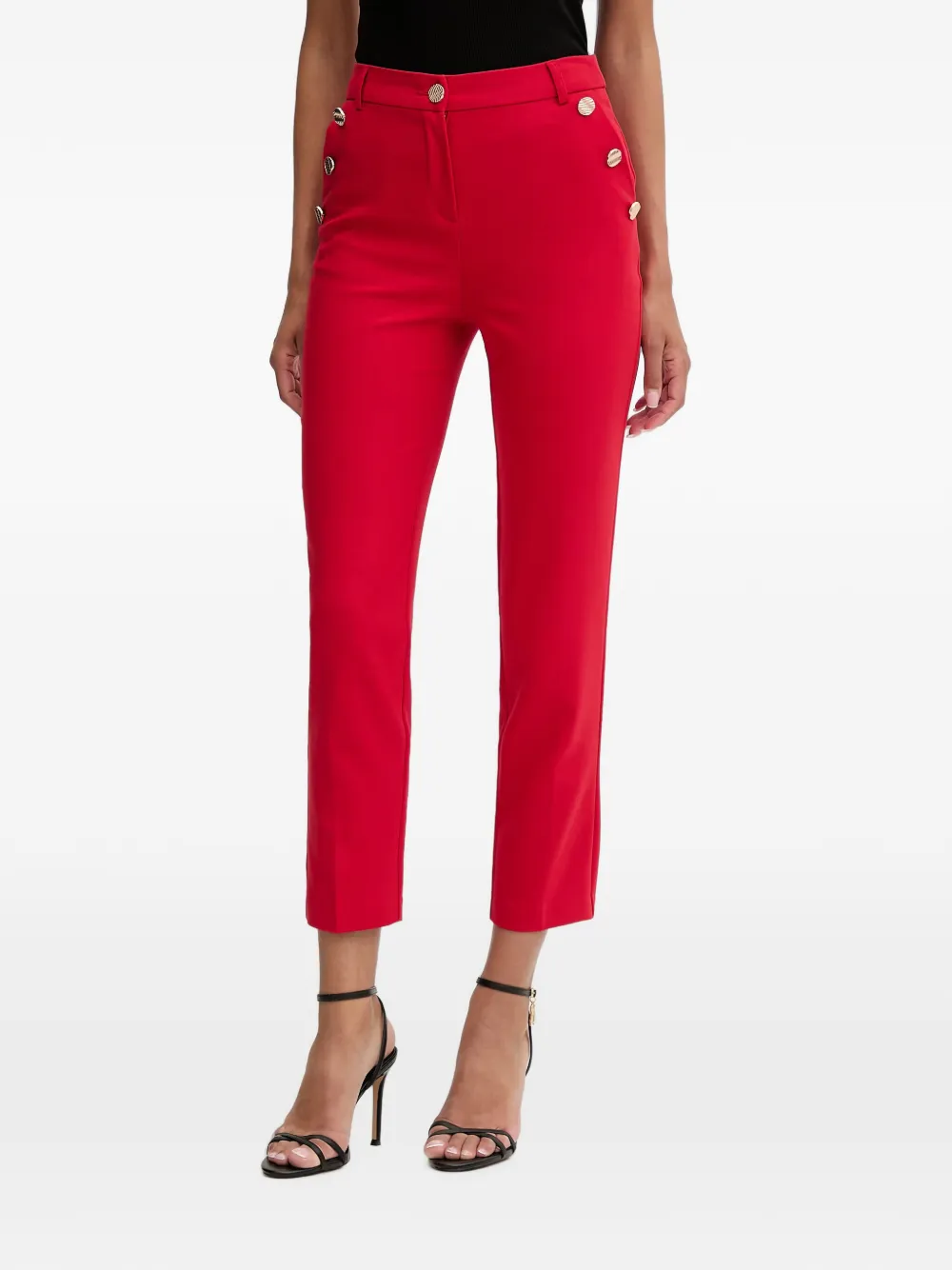 Morgan button-detail cropped trousers - Rosso