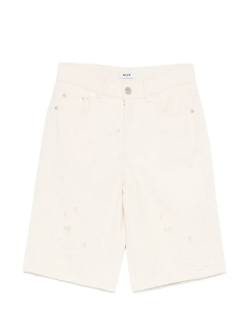 Msgm Kids' Bull Distressed Denim Shorts In Brown