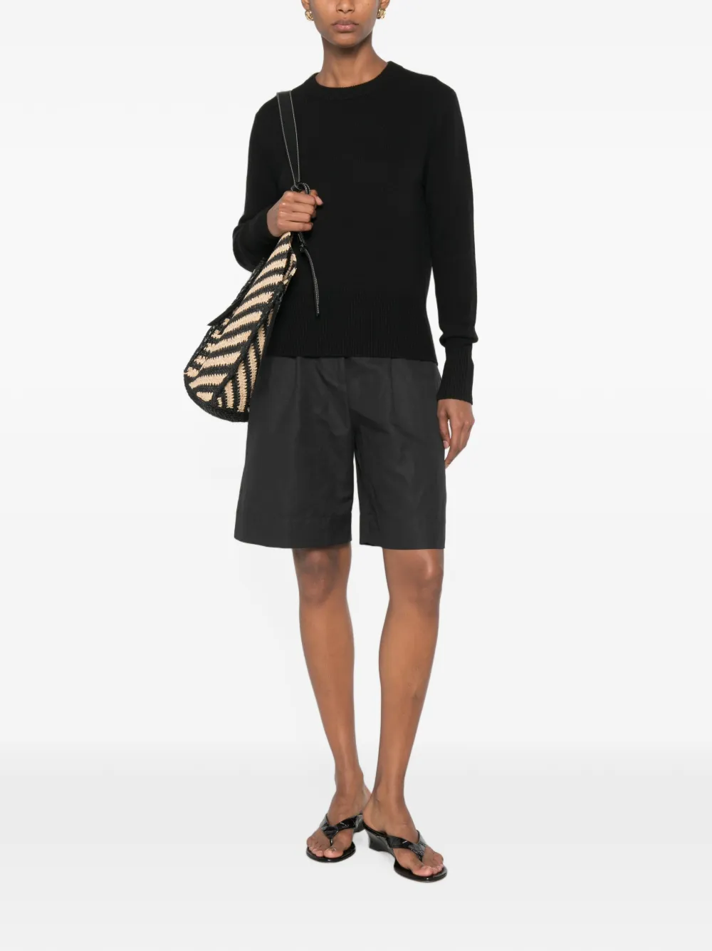 Soft Goat Trui met geribbelde afwerking Zwart