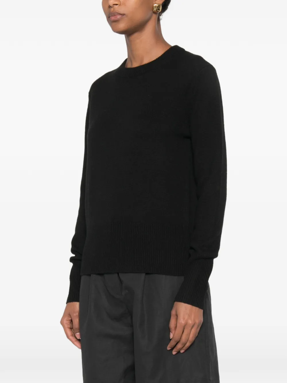 Soft Goat Trui met geribbelde afwerking Zwart
